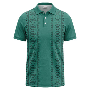 black white fish symbol repeat pattern golf polo shirt