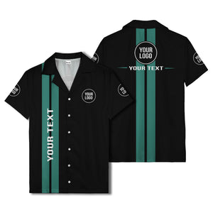 bold vertical stripe custom logo hawaiian shirt for men
