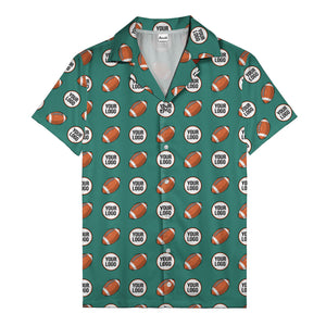 cartoon football field custom logo pattern black hawaiian shirt for men