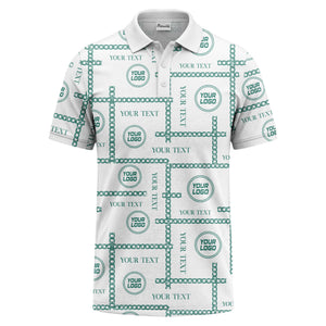 chain link grid custom logo monochrome polo shirt for men