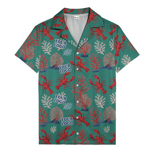 coral reef lobsters & watercolor logo repeat hawaiian shirt