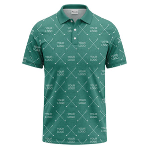 crossed golf clubs & logo repeat graphic polo shirt for men