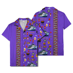 cruise ship grill & refreshments fun cartoon hawaiian shirt for men