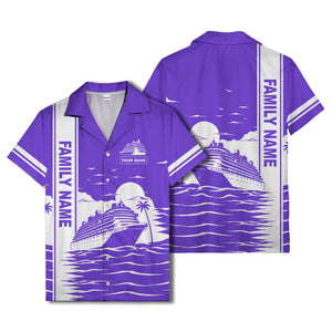 cruise ship silhouette sunset palm trees hawaiian shirt