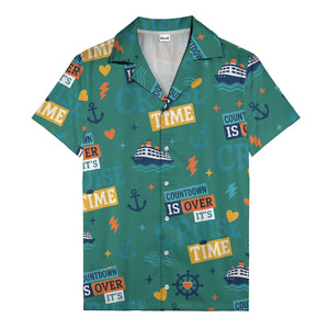cruise ships & anchors cartoon fun hawaiian shirt for vacation