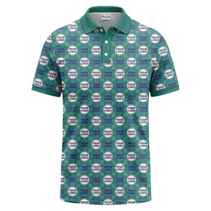 custom diamond grid circular logos polo shirt for men