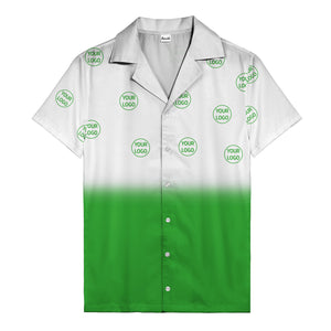custom logo ombre gradient black white hawaiian shirt