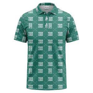 custom logo repeat diamond grid black white polo shirt