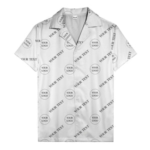 custom logo & text repeat black hawaiian shirt for personalized branding