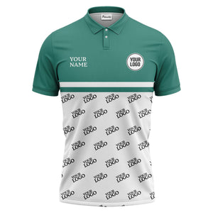 custom logos repeat monochrome black white corporate polo shirt