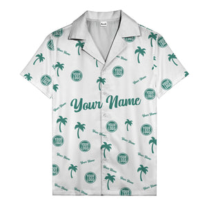 custom palm tree silhouette & name logo black white hawaiian shirt