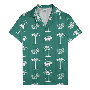 custom palm trees & your logo repeat black gold hawaiian shirt