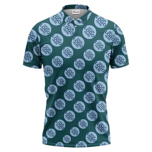 Custom Repeating Geometric Circles Logo Polo Shirt For Personalized Branding