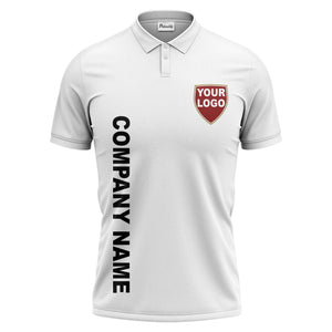 custom shield logo vertical text corporate branded polo shirt