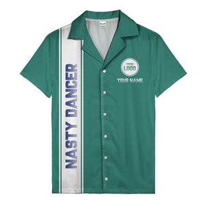 custom team logo striped black hawaiian shirt for spirit days