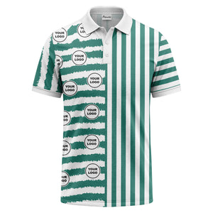 customizable black & white stripes with logo circles polo shirt