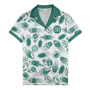 dynamic footballs & speed lines black white graphic hawaiian shirt for men