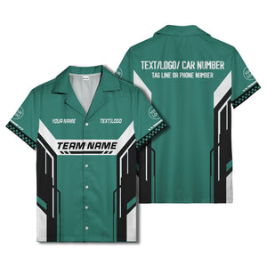 geometric stripes & custom text aloha hawaiian shirt for men