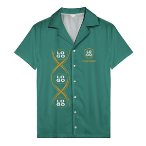 infinity symbol & shield crest black gold hawaiian shirt for men