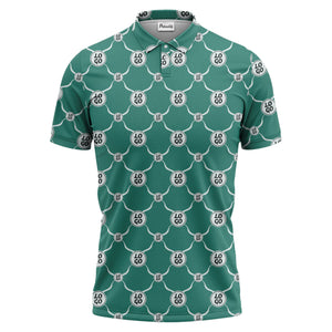 interlocking chain link logo repeat monochrome graphic polo shirt for men
