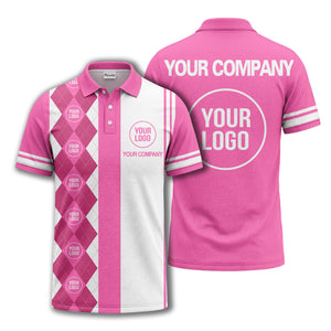 monochrome argyle diamond & custom logo polo shirt