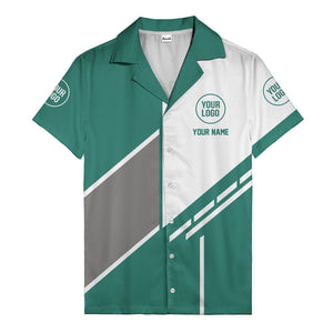 monochrome diagonal stripes & custom logo modern hawaiian shirt