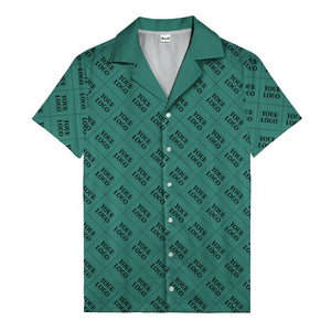 monochrome diamond grid custom logo repeat hawaiian shirt for men