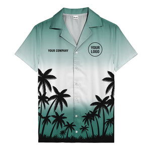 monochrome palm tree gradient silhouette hawaiian shirt for men