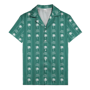monochrome palm tree & signature logo stripe hawaiian shirt for men