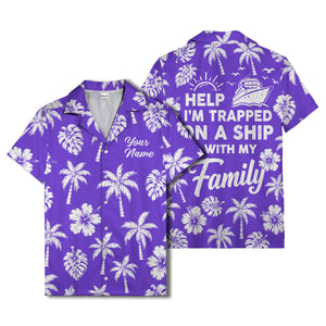 monochrome palm trees and hibiscus hawaiian shirt for men