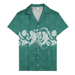 monochrome tribal turtle & sun motifs heritage hawaiian shirt
