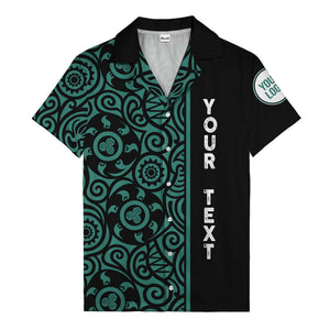 polynesian tribal swirls black white circular motifs hawaiian shirt for men