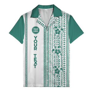 polynesian tribal turtles & hibiscus stripes black white hawaiian shirt