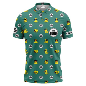 rubber duck repeat cartoon pattern custom logo black polo shirt for men