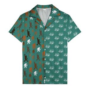 sasquatch golfers swinging clubs cartoon black hawaiian shirt for men