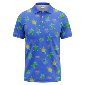 sea turtle repeat black teal golf polo shirt for men