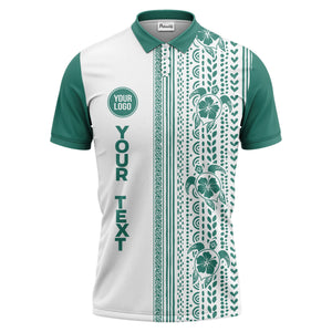 sea turtles hibiscus polynesian tribal black white polo shirt for men