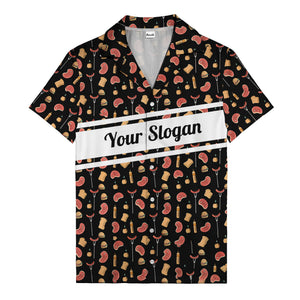 steak sausage burger cartoon grill repeat hawaiian shirt