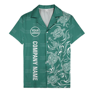 tribal black sea turtles riding waves hawaiian shirt