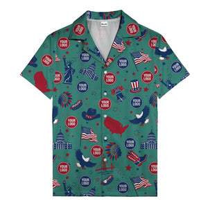vintage cartoon statue of liberty & eagles patriotic hawaiian shirt