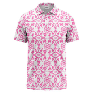 watercolor sunburst floral repeat pattern golf polo shirt