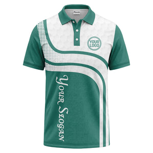 wave hexagon graphic golf polo shirt with custom logo