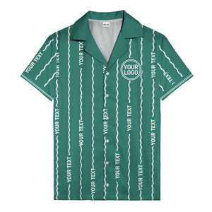 wavy line personalized hawaiian shirt with custom text & logo