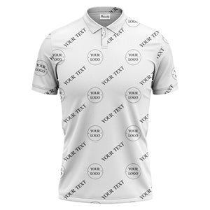 your name & logo repeat pattern black polo shirt for men