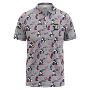 bald eagles golf bags fireworks patriotic polo shirt for men