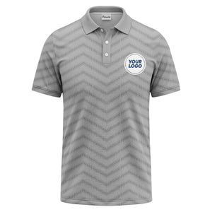 black chevron dot geometric pattern custom logo polo shirt for men
