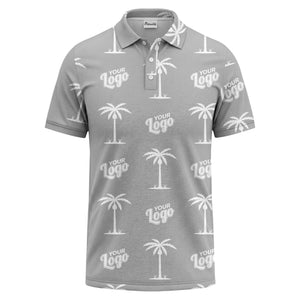 black gold palm trees & customizable logos graphic polo shirt