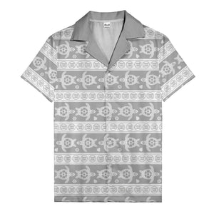 black sea turtles & white floral repeat hawaiian shirt for men
