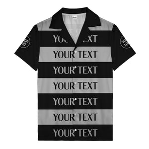 bold horizontal stripes customizable text hawaiian shirt for men