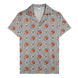 cartoon football field custom logo pattern black hawaiian shirt for men
